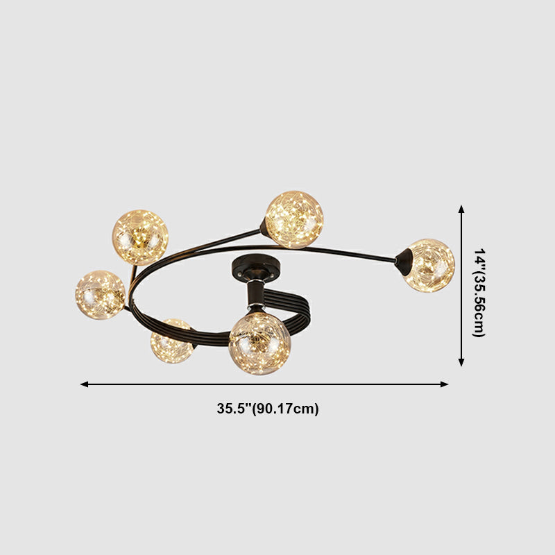 Globe contemporain Flush Lightture Glass Flush Mount Lamps en noir