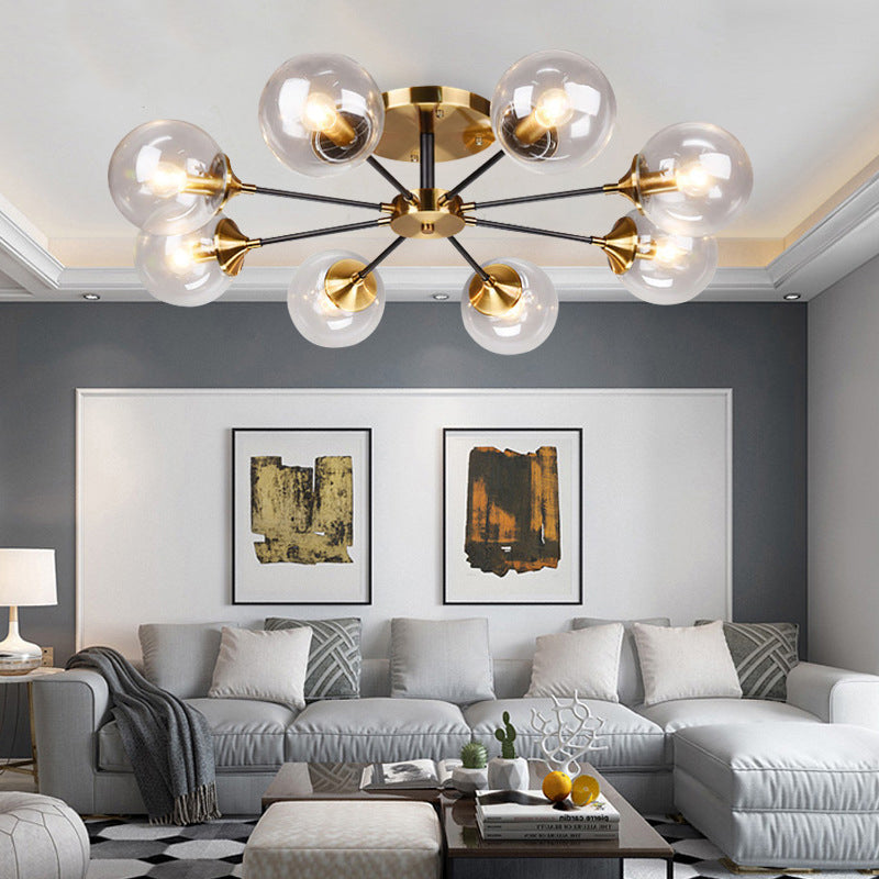 Contemporánea Sphere Flush Light Light Light Lámparas de montaje de vidrio en oro