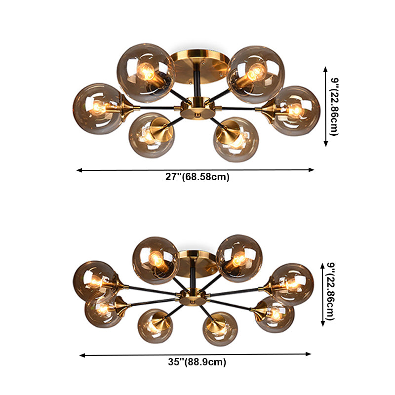 Contemporánea Sphere Flush Light Light Light Lámparas de montaje de vidrio en oro