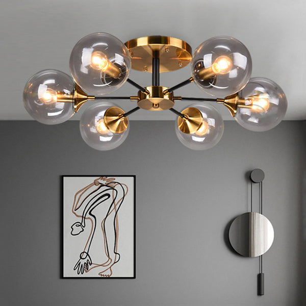 Contemporánea Sphere Flush Light Light Light Lámparas de montaje de vidrio en oro