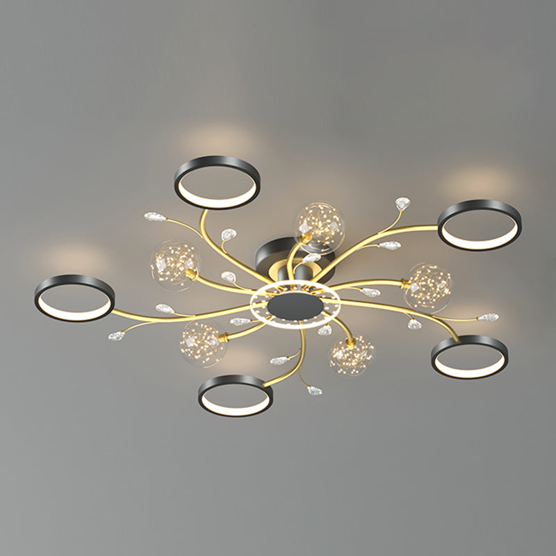 Aménagement moderne monté sur le plafond simple LED Black Semi Flush Light