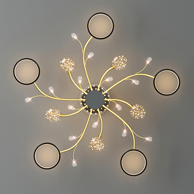 Aménagement moderne monté sur le plafond simple LED Black Semi Flush Light