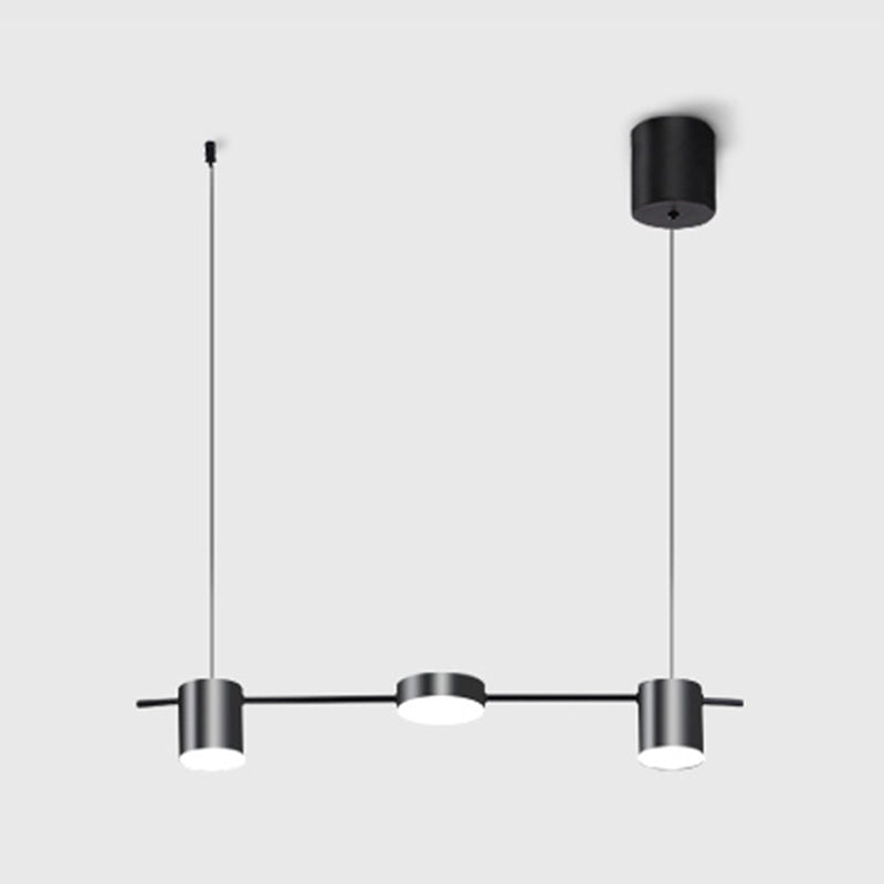 Modern Metal Island Chandelier Cylinder Multi-Head Restaurant LED Suspension Lamps