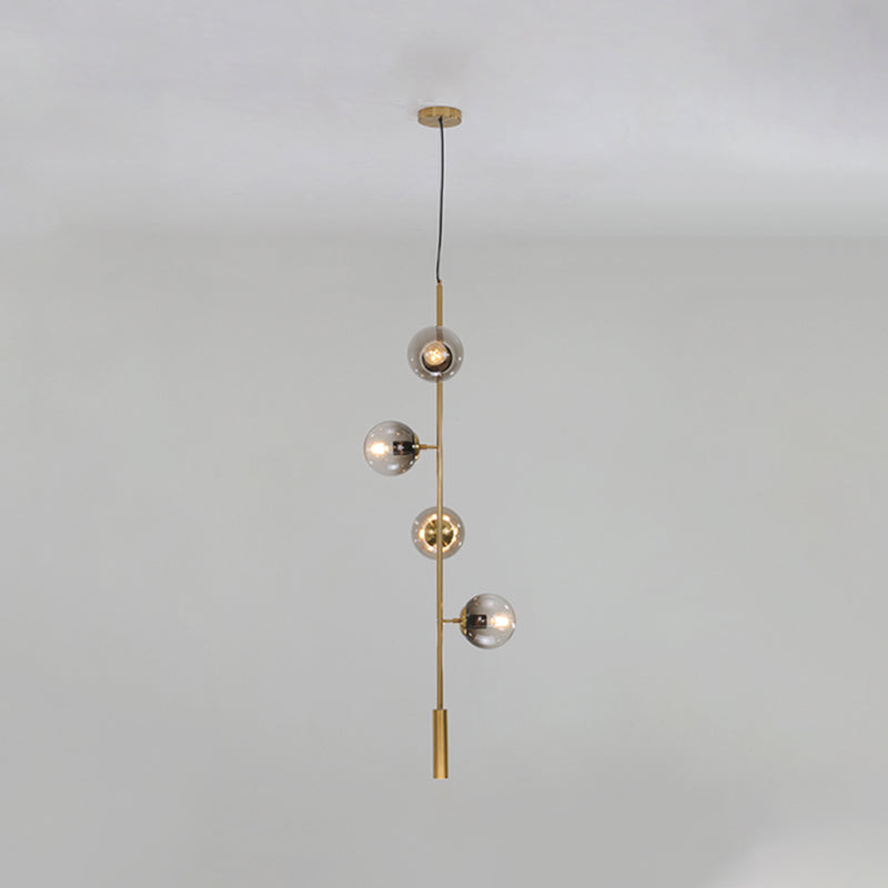 Lámparas colgantes de restaurantes múltiples de Gold Island Chandelier con sombra de vidrio de globo