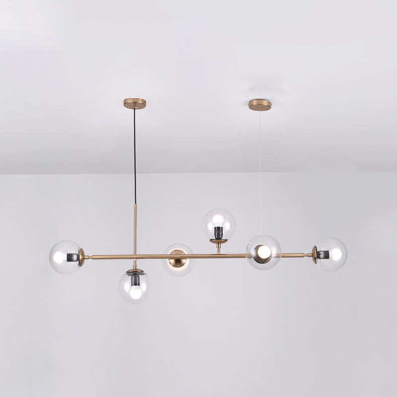Lámparas colgantes de restaurantes múltiples de Gold Island Chandelier con sombra de vidrio de globo