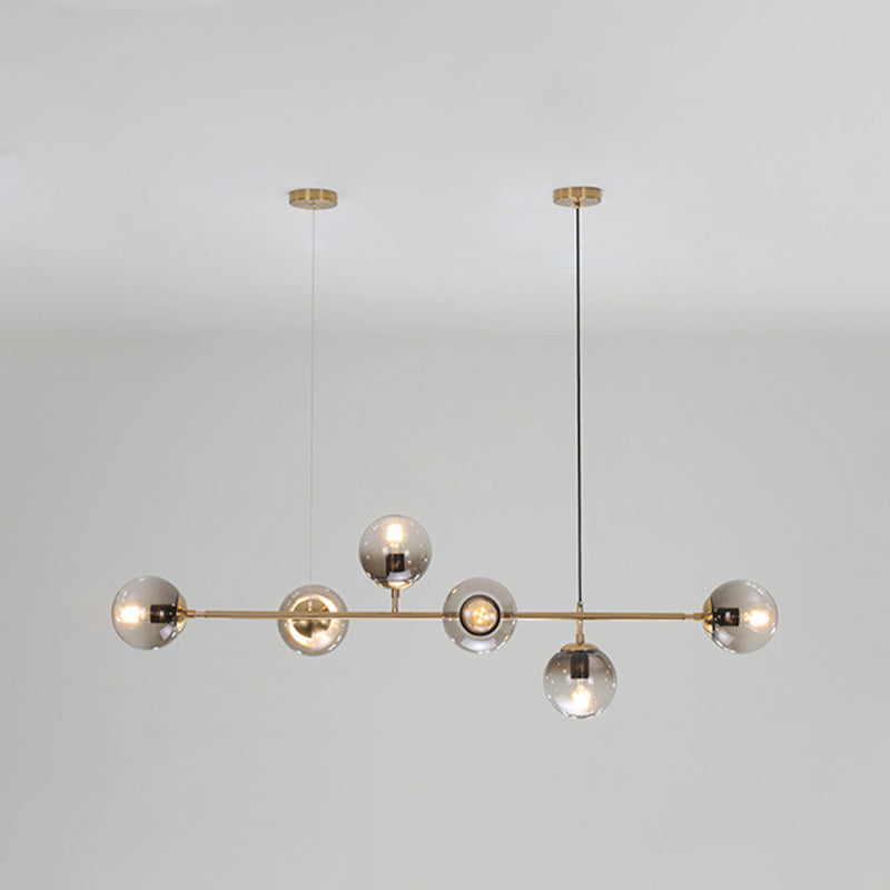 Lámparas colgantes de restaurantes múltiples de Gold Island Chandelier con sombra de vidrio de globo
