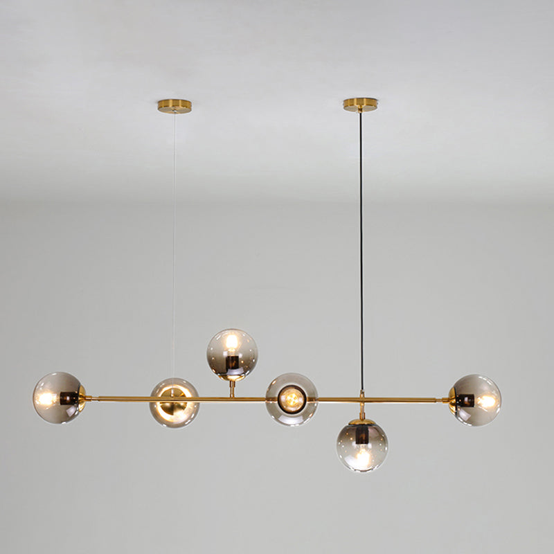 Lámparas colgantes de restaurantes múltiples de Gold Island Chandelier con sombra de vidrio de globo
