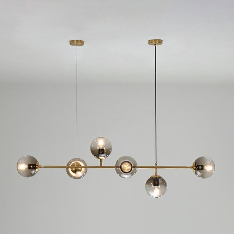 Lámparas colgantes de restaurantes múltiples de Gold Island Chandelier con sombra de vidrio de globo