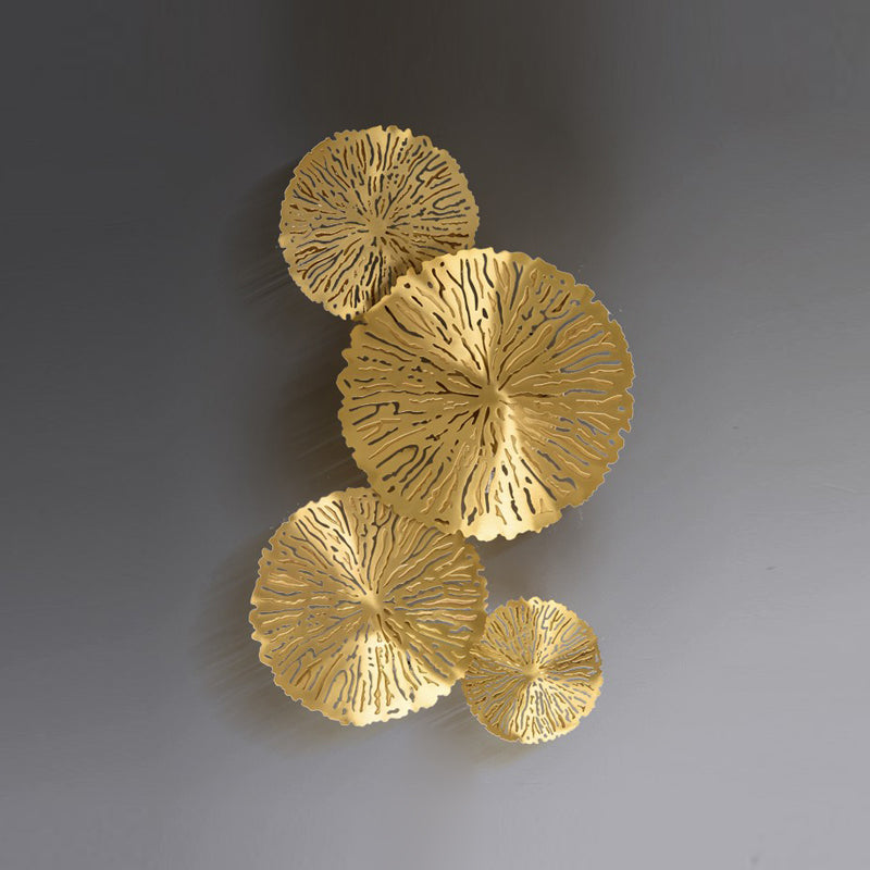 Luz de latón nórdica Luz de loto Forma de la hoja de múltiples luces de pared de luz en oro