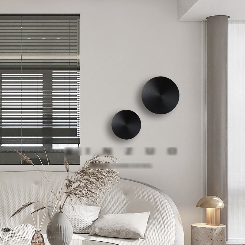 Round Shade Metal Wall Sconce Modern Style 1-Light Wall Mount Light for Living Room