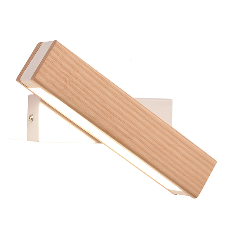 Square Shade Wood Wall Sconce Modern Style Single Light Wall Mounted Light