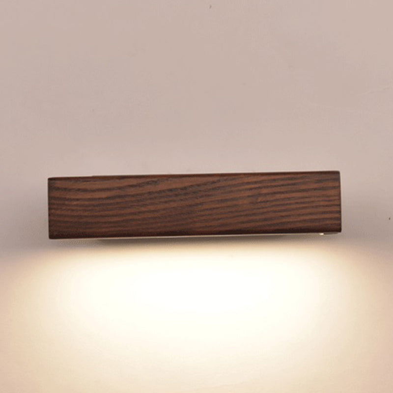 Square Shade Wood Wall Sconce Modern Style Single Light Wall Mounted Light