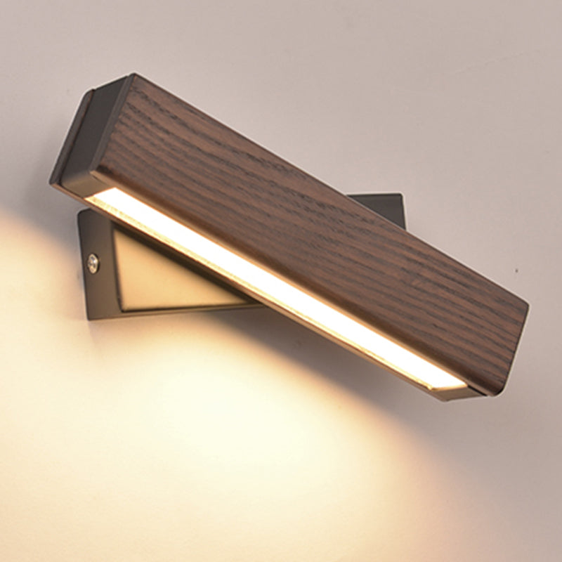 Square Shade Wood Wall Sconce Modern Style Single Light Wall Mounted Light
