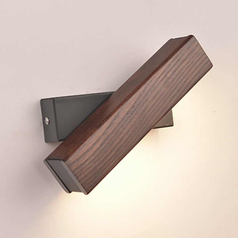Square Shade Wood Wall Sconce Modern Style Single Light Wall Mounted Light