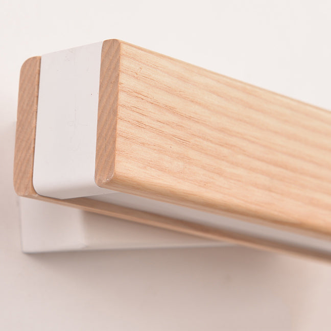 Square Shade Wood Wall Sconce Modern Style Single Light Wall Mounted Light
