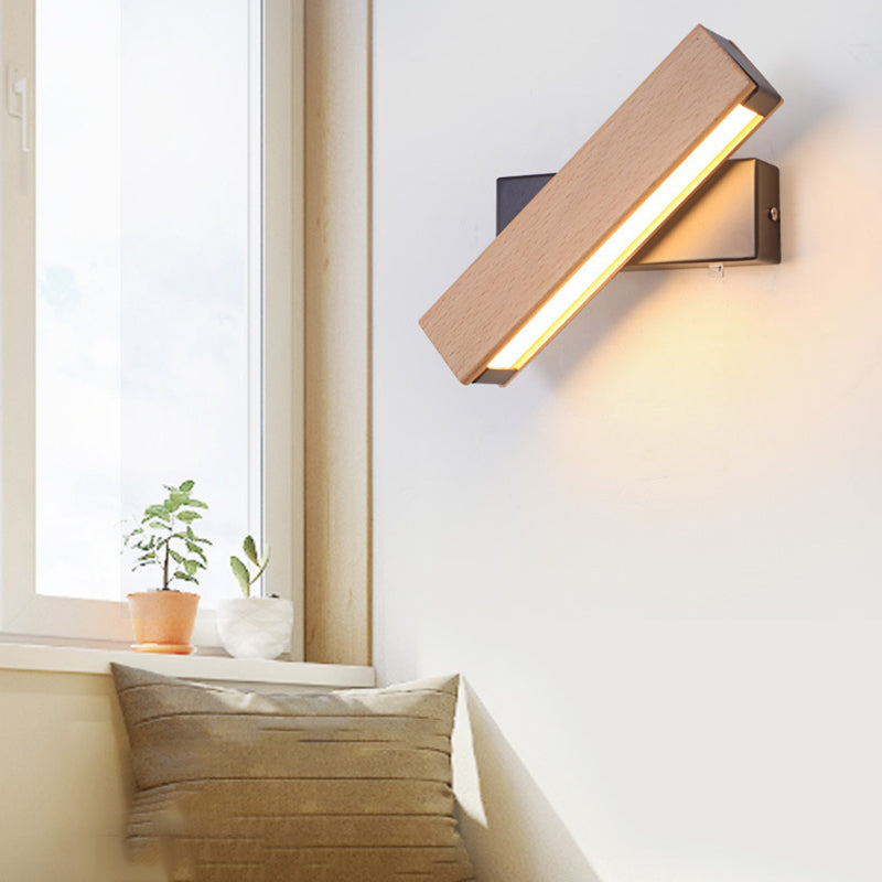 Luz de pared de madera de forma cuadrada estilo moderno 1 luz de montaje de pared ligera