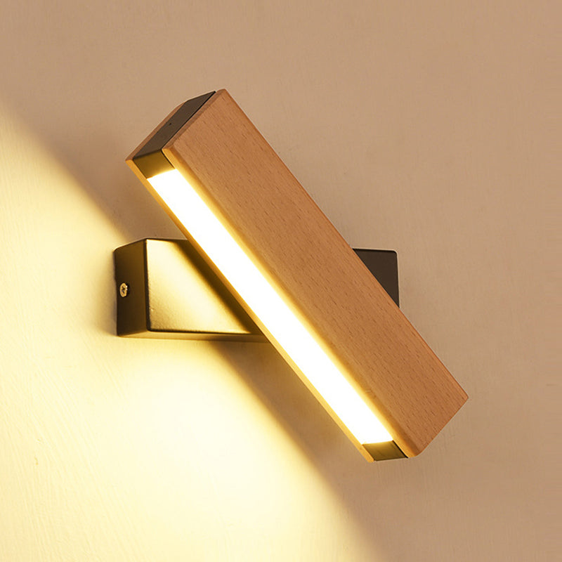 Square Shape Wood Wall Light Modern Style 1 Light Wall Mount Light