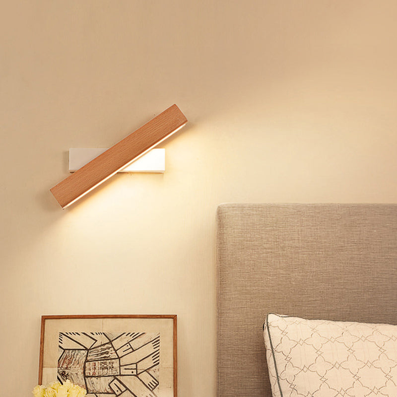 Luz de pared de madera de forma cuadrada estilo moderno 1 luz de montaje de pared ligera