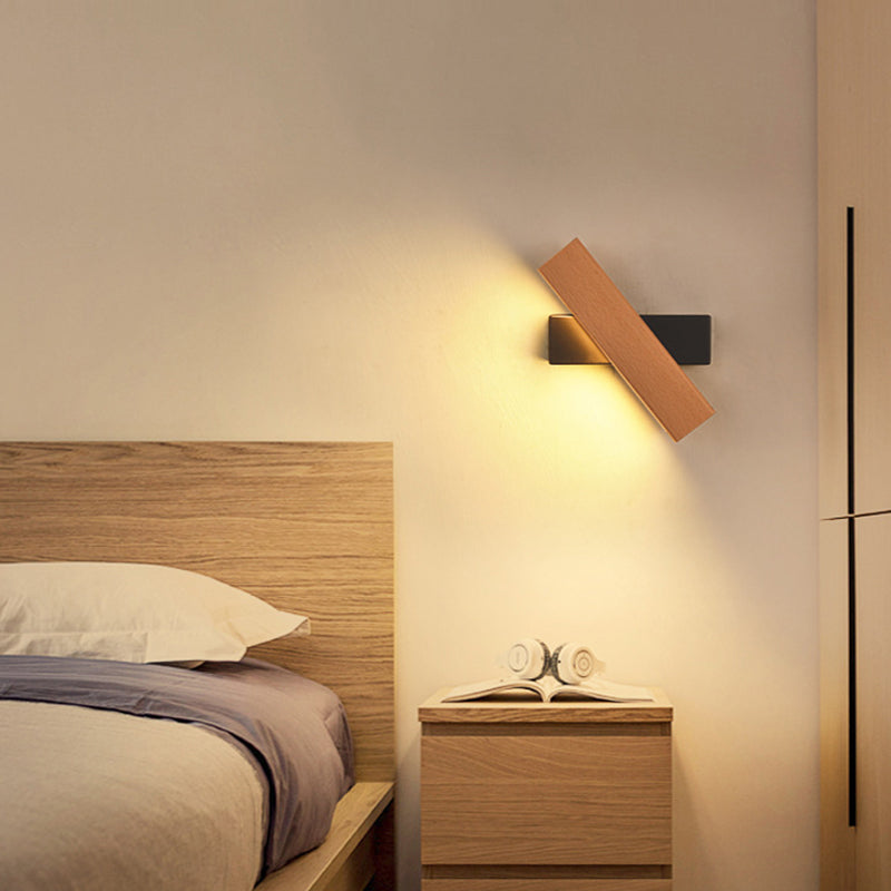 Luz de pared de madera de forma cuadrada estilo moderno 1 luz de montaje de pared ligera