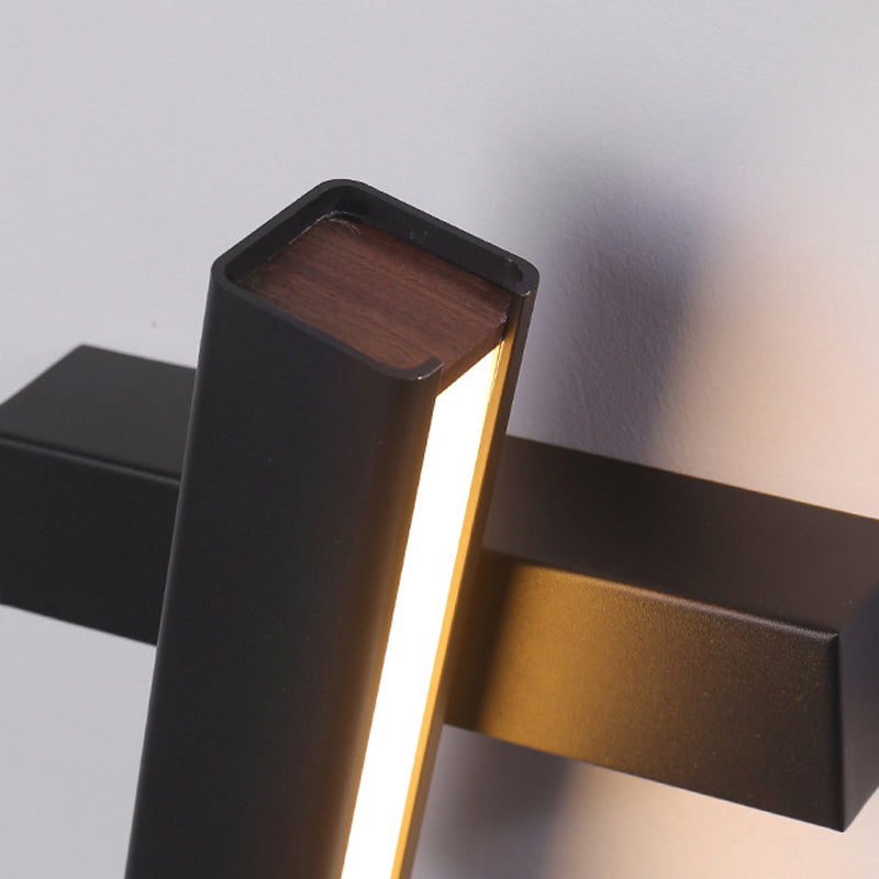 1 Light Rectangular Wall Mounted Lamps Modern Style Wood Wall Lamps