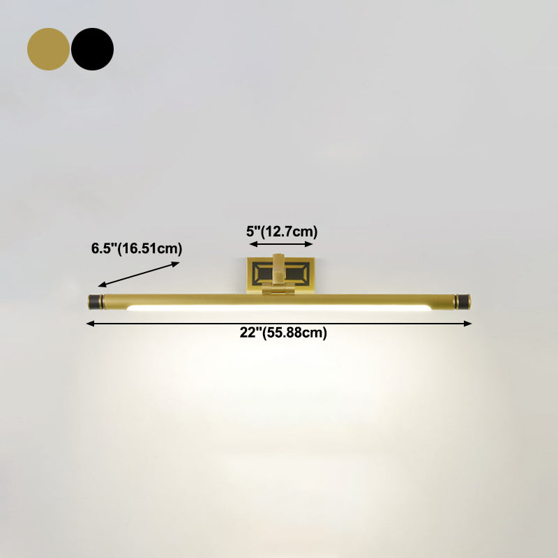 Metal Linear Shape Wall Light Modern Style 1-Light Mirror Wall Mounted Light