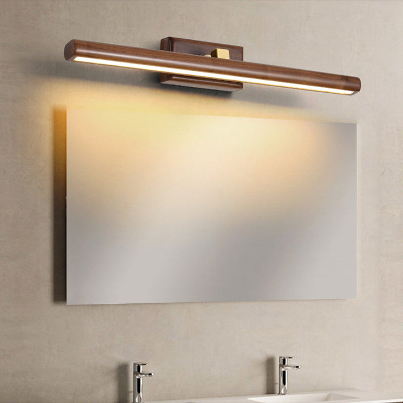 Wood Linear Wall Sconce Modern 1 Light Mirror Wall Mount Light Fixture