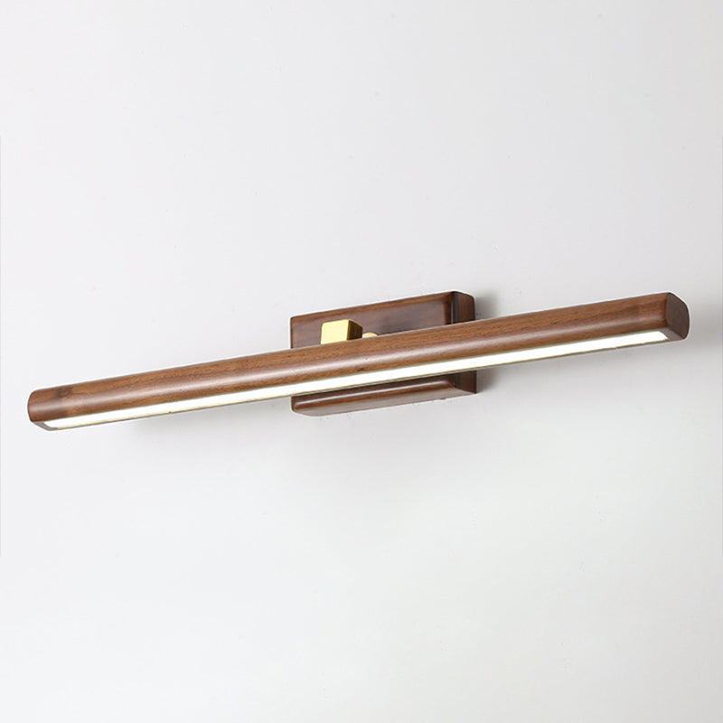 Wood Linear Wall Sconce Modern 1 Light Mirror Wall Mount Light Fixture