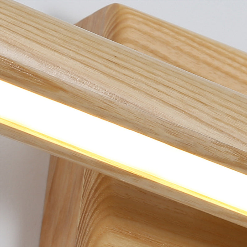 Wood Linear Wall Sconce Modern 1 Light Mirror Wall Mount Light Fixture