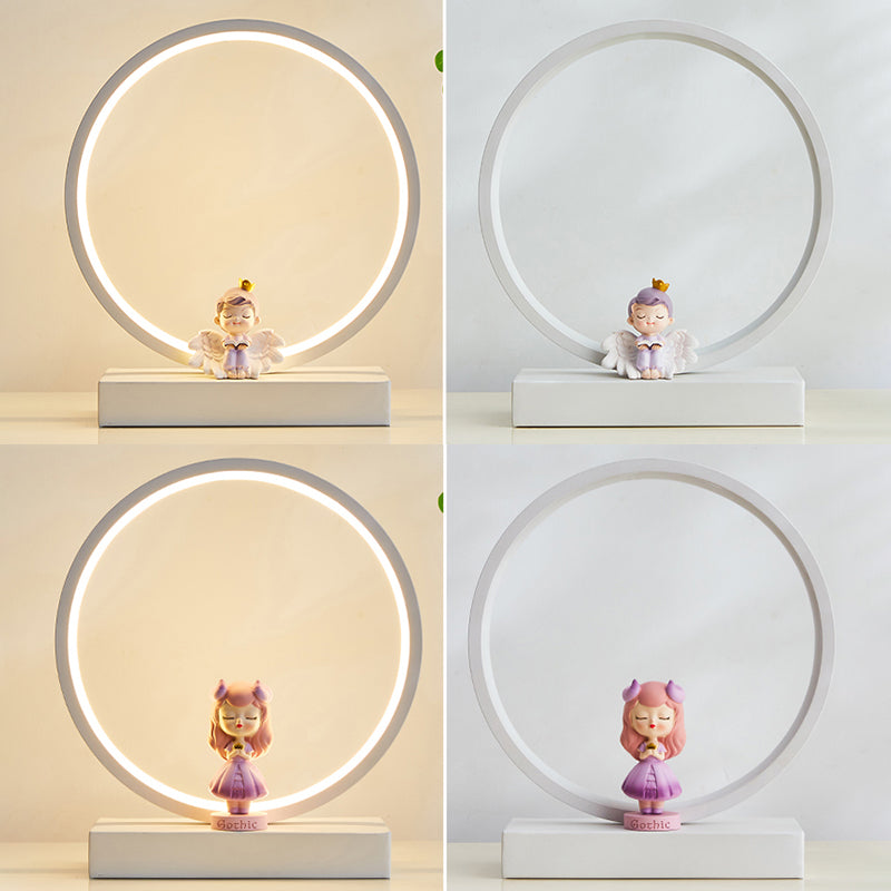 Modern Style Circle Shape Table Light Metal 1 Light Nightstand Lamps for Table