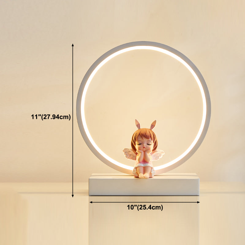 Modern Style Circle Shape Table Light Metal 1 Light Nightstand Lamps for Table