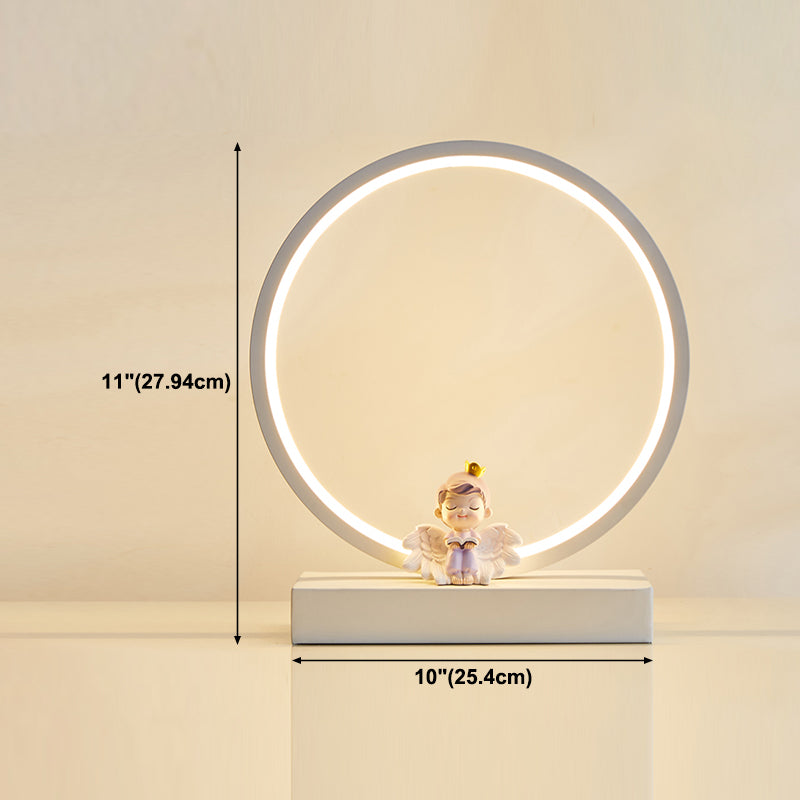 Modern Style Circle Shape Table Light Metal 1 Light Nightstand Lamps for Table