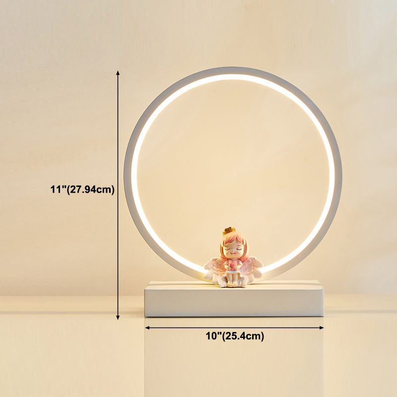 Modern Style Circle Shape Table Light Metal 1 Light Nightstand Lamps for Table
