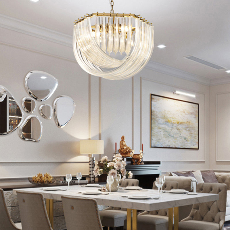 Modern Style Chandelier Bowl Shape Modern Style Glass Hanging Light for Bedroom