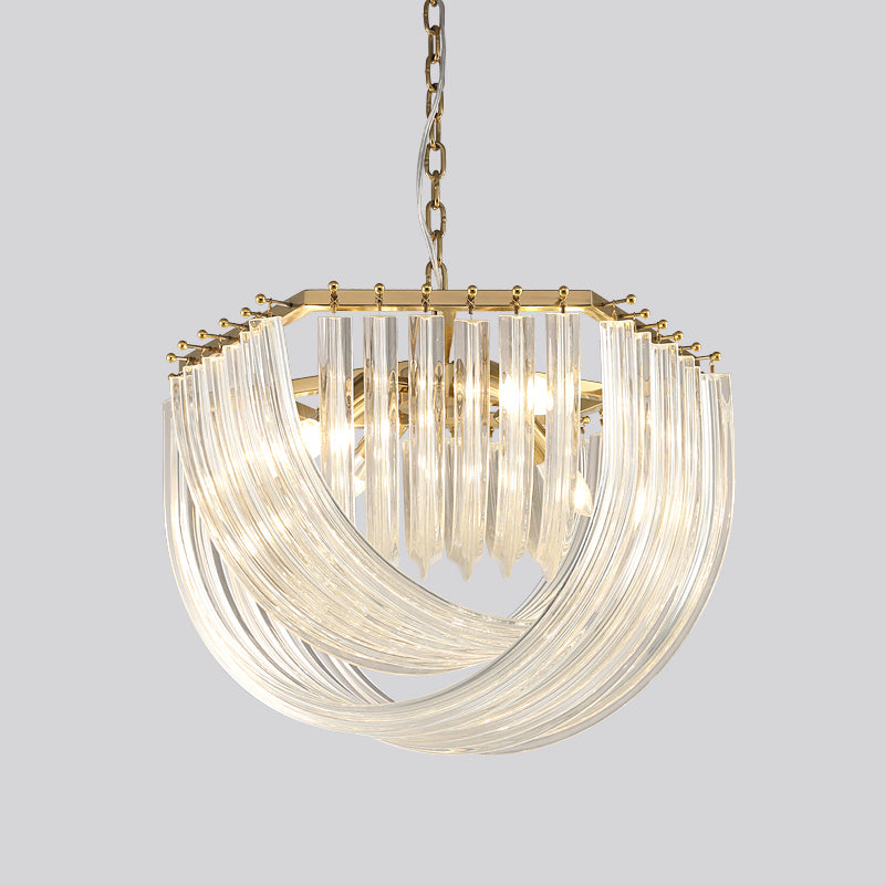 Modern Style Chandelier Bowl Shape Modern Style Glass Hanging Light for Bedroom