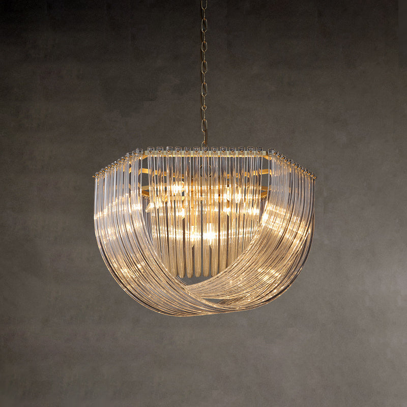 Modern Style Chandelier Bowl Shape Modern Style Glass Hanging Light for Bedroom