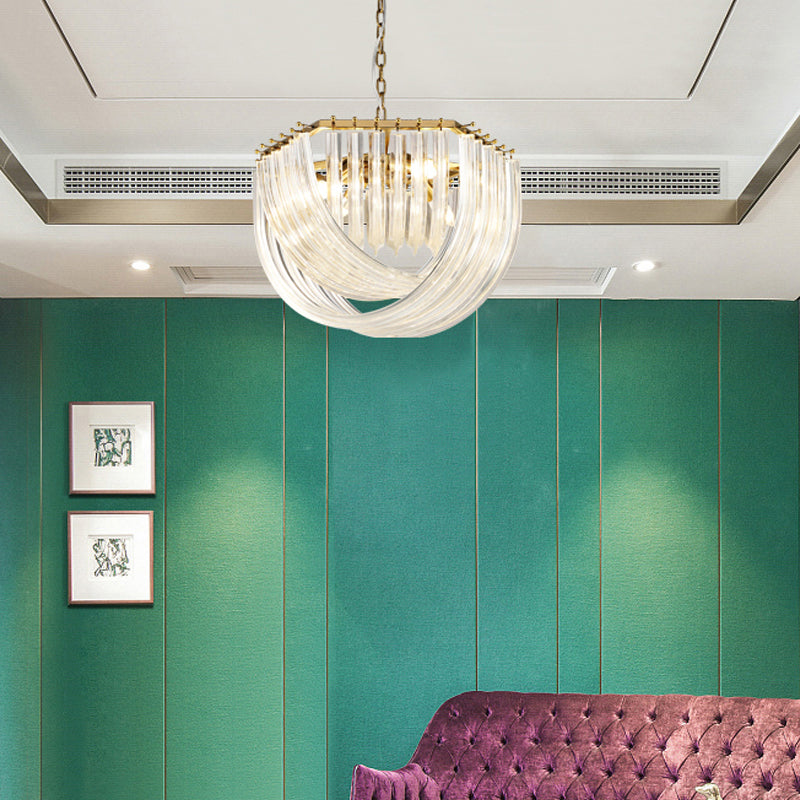 Modern Style Chandelier Bowl Shape Modern Style Glass Hanging Light for Bedroom