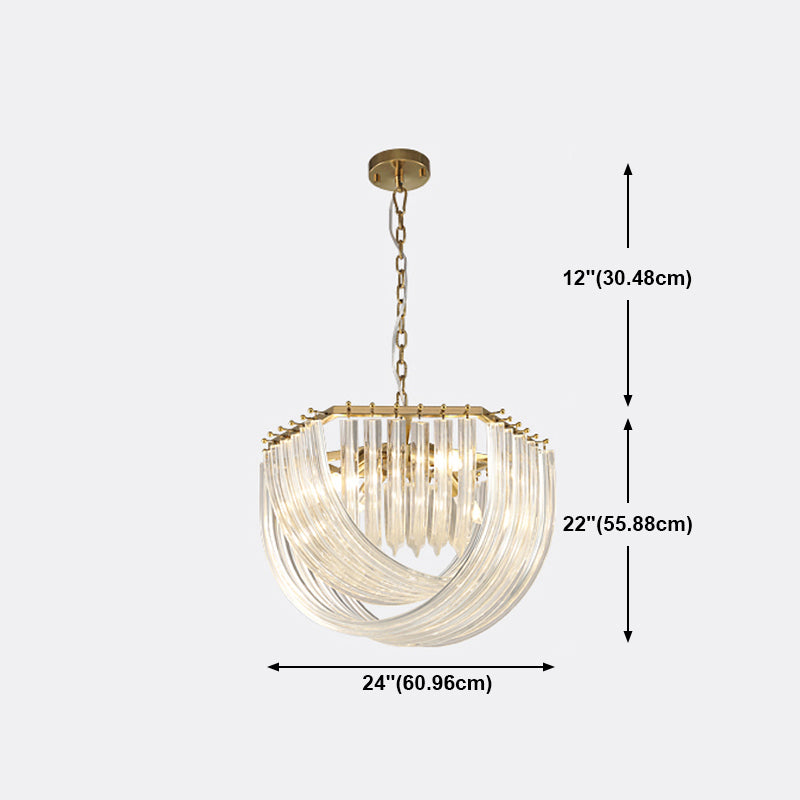 Modern Style Chandelier Bowl Shape Modern Style Glass Hanging Light for Bedroom