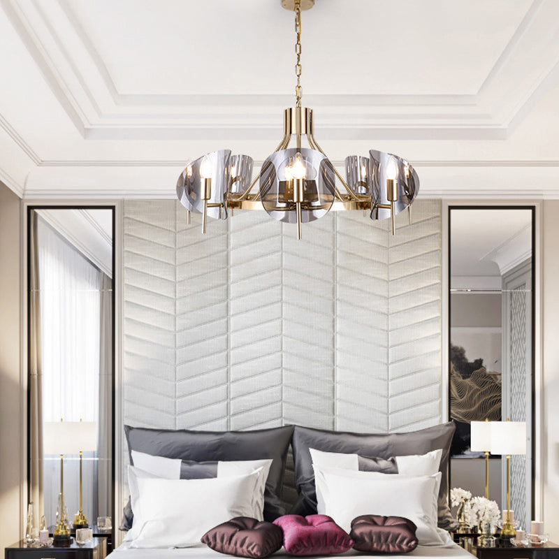 Modern Style Chandelier Light Fixture Round Shape Glass Hanging Light for Living Room