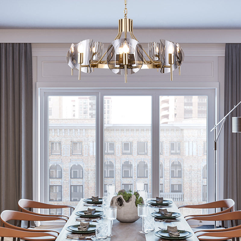 Modern Style Chandelier Light Fixture Round Shape Glass Hanging Light for Living Room