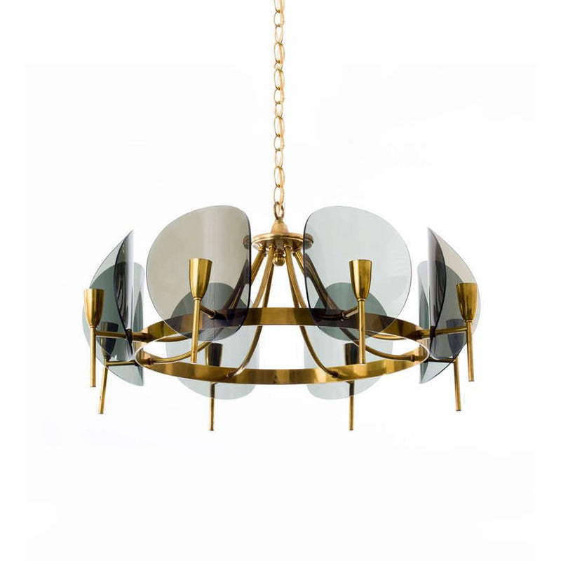 Modern Style Chandelier Light Fixture Round Shape Glass Hanging Light for Living Room