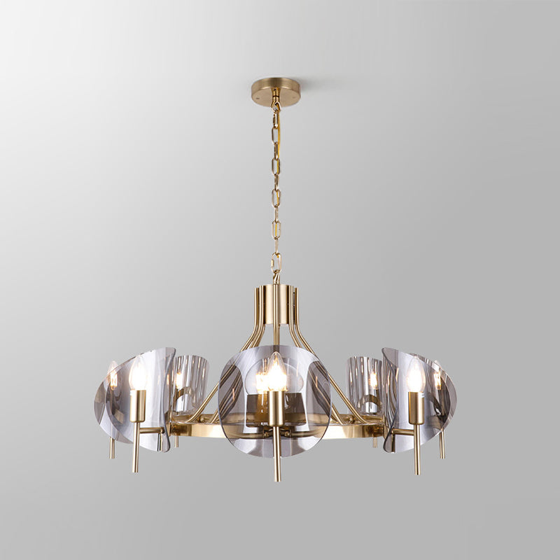 Modern Style Chandelier Light Fixture Round Shape Glass Hanging Light for Living Room