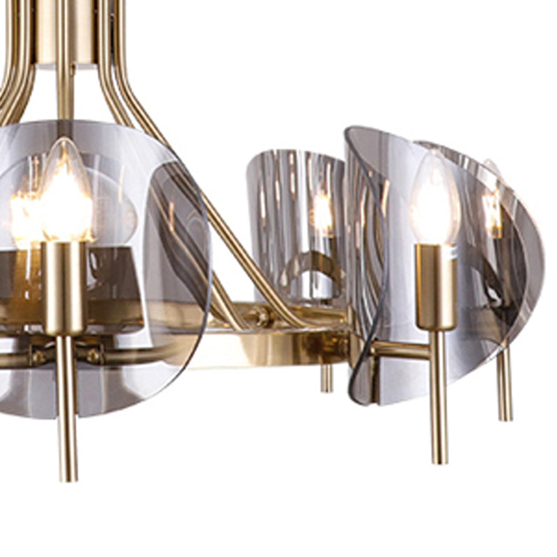 Modern Style Chandelier Light Fixture Round Shape Glass Hanging Light for Living Room