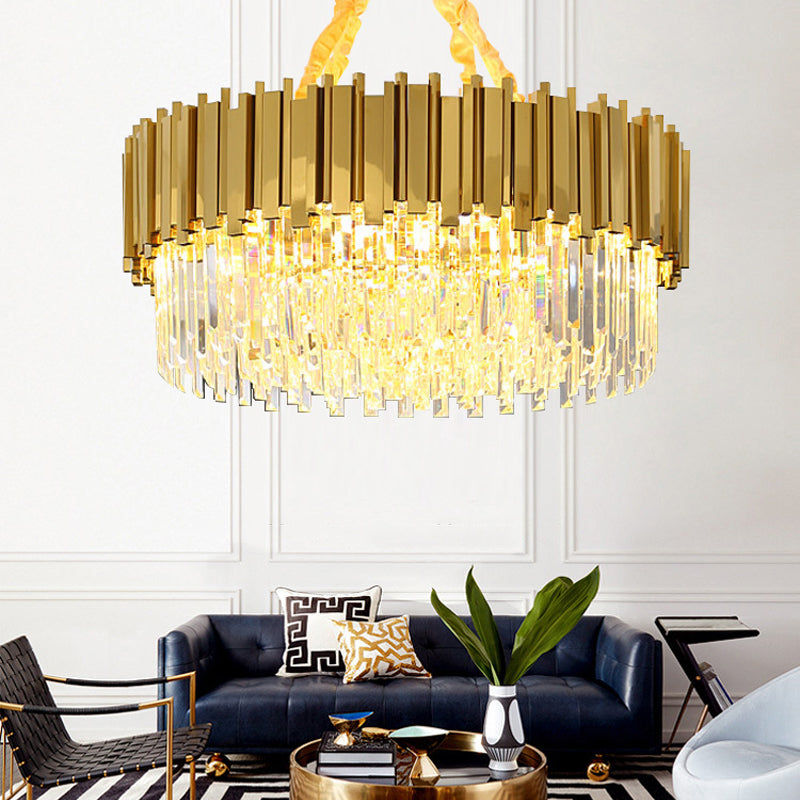 Modern Style Pendant Light Fixture Crystal Living Room Chandelier in Gold