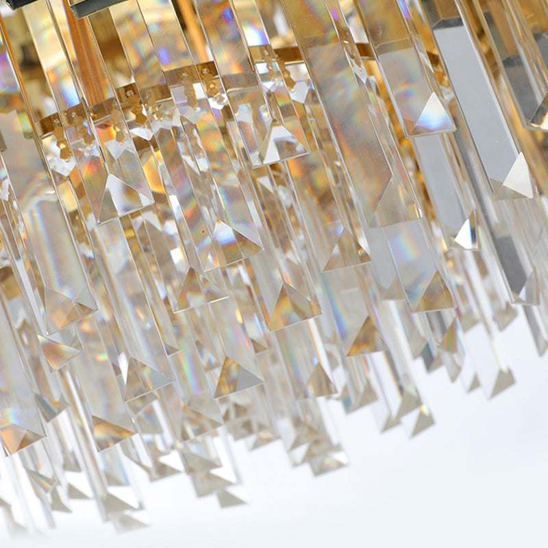 Modern Style Pendant Light Fixture Crystal Living Room Chandelier in Gold