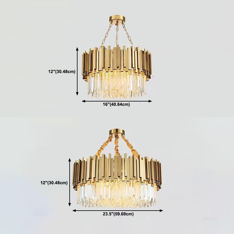 Modern Style Pendant Light Fixture Crystal Living Room Chandelier in Gold