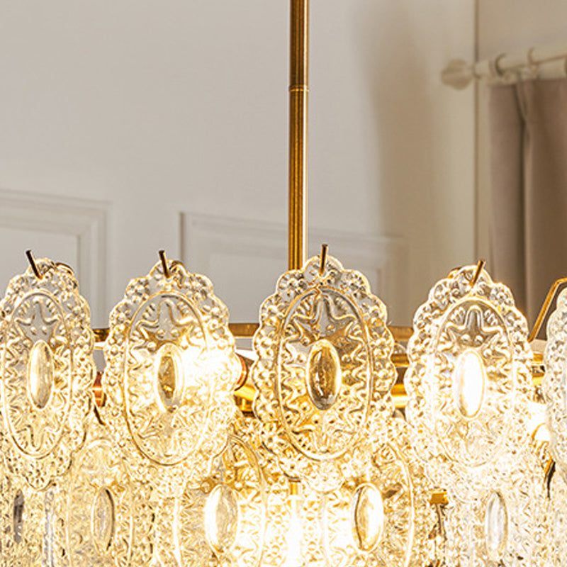 American Style Chandelier Light Fixture Metal Glass Chandelier in Gold