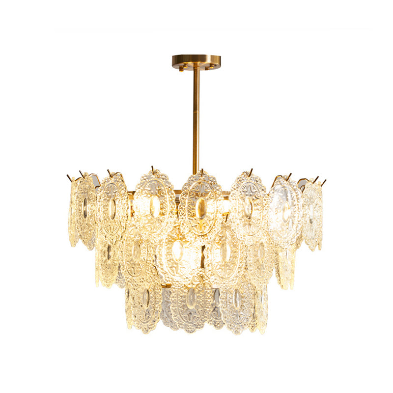 American Style Chandelier Light Fixture Metal Glass Chandelier in Gold