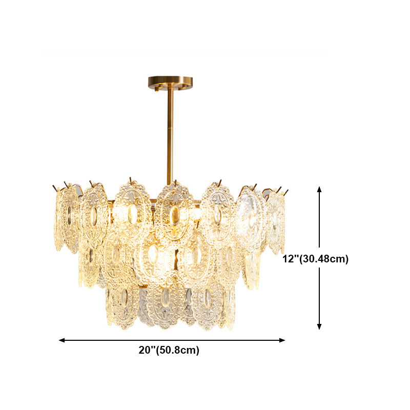 American Style Chandelier Light Fixture Metal Glass Chandelier in Gold