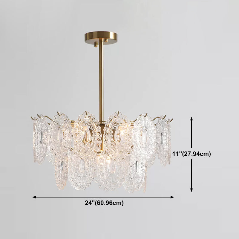American Style Chandelier Light Fixture Metal Glass Chandelier in Gold
