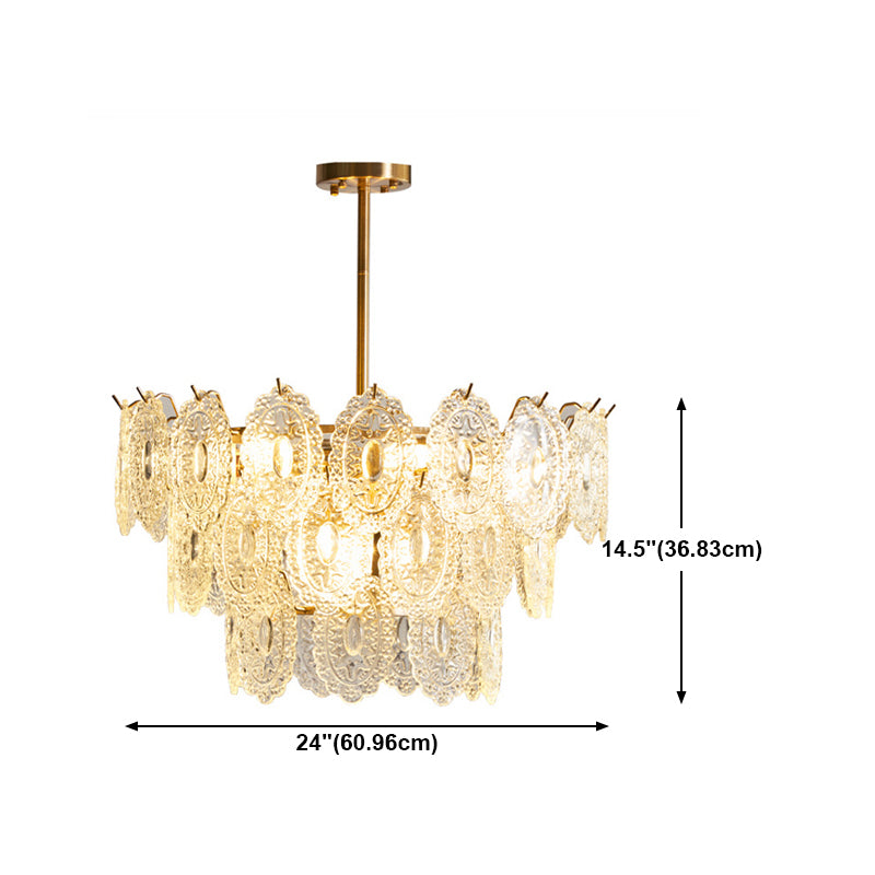 American Style Chandelier Light Fixture Metal Glass Chandelier in Gold